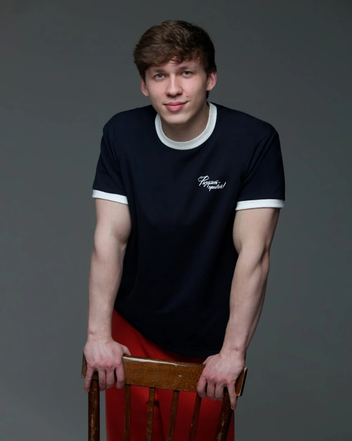 Футболка мужская синяя Физкульт-привет!