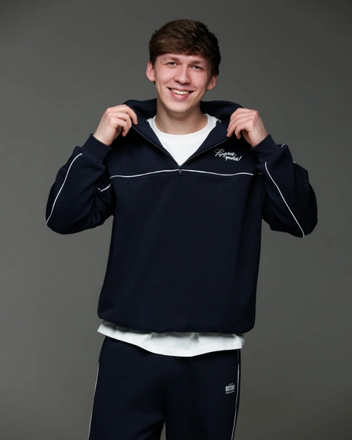 Толстовка-мастерка мужская Физкульт-привет! темно-синяя