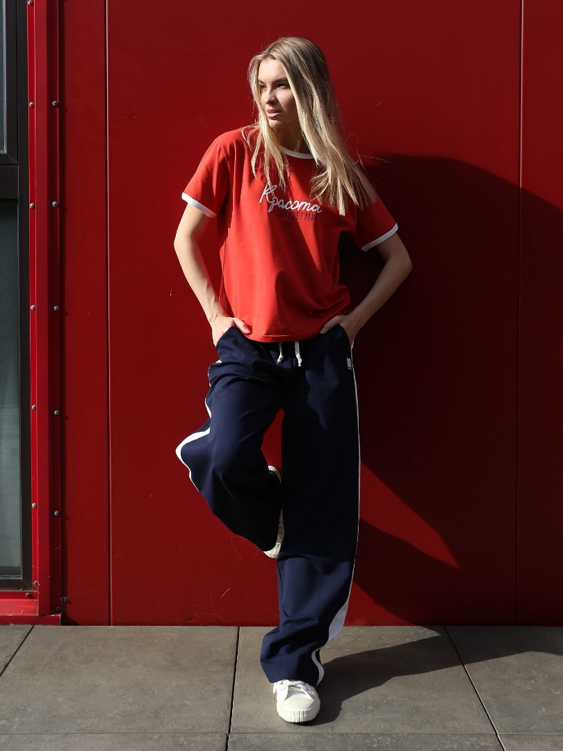 Спортивные Брюки Синие с Лампасами